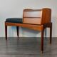 Bench phone 2 drawers in teck and black leather 1970