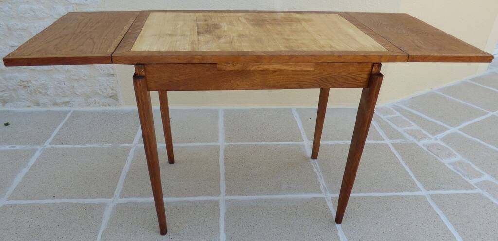 Italian wooden table with 2 extensions from 90 cm to 150 cm, completely restored