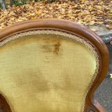Louis Philippe armchair in oak and mustard yellow velvet from the 19th century
