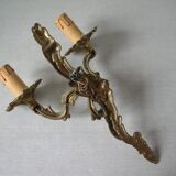 Ancienne applique double en laiton 30 cm éclairage mural déco rétro vintage