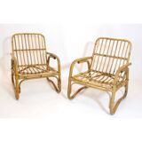 Pair of large Italian rattan armchairs from the 60s.