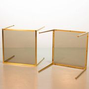 Solid Brass Side Tables with Smokey Glass Top by Vereinigte Werkstatten 70s