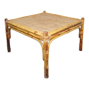 Table basse carrée en bambou rotin
