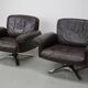 Pair of Vintage De Sede DS-31 Swivel Armchairs in Brown Leather