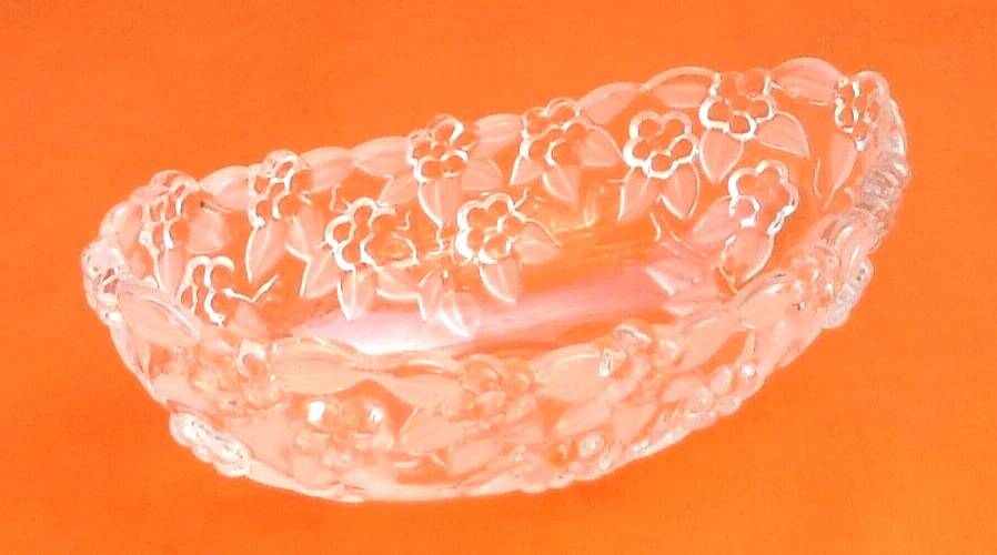 Bowl / Fruit bowl transparent glass with floral decoration