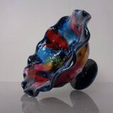 French multicoloured studio ceramic bowl from Vallauris, 1970s