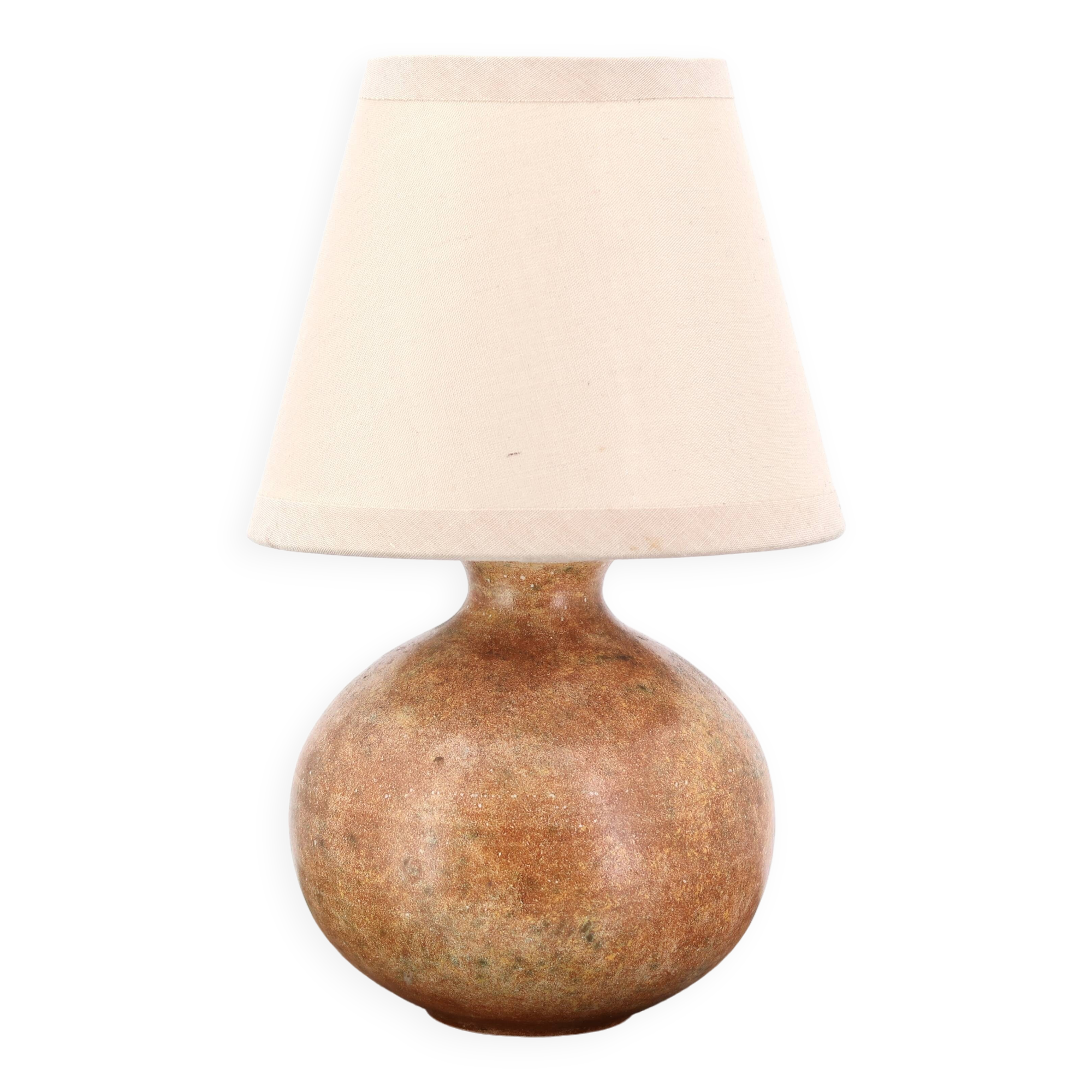Brown ceramic lamp by pierre scheffer, 1970s