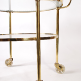 Mid century polished brass serving trolley, 1930's cocktail bar cart