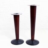 Pair of wood and stone candlesticks