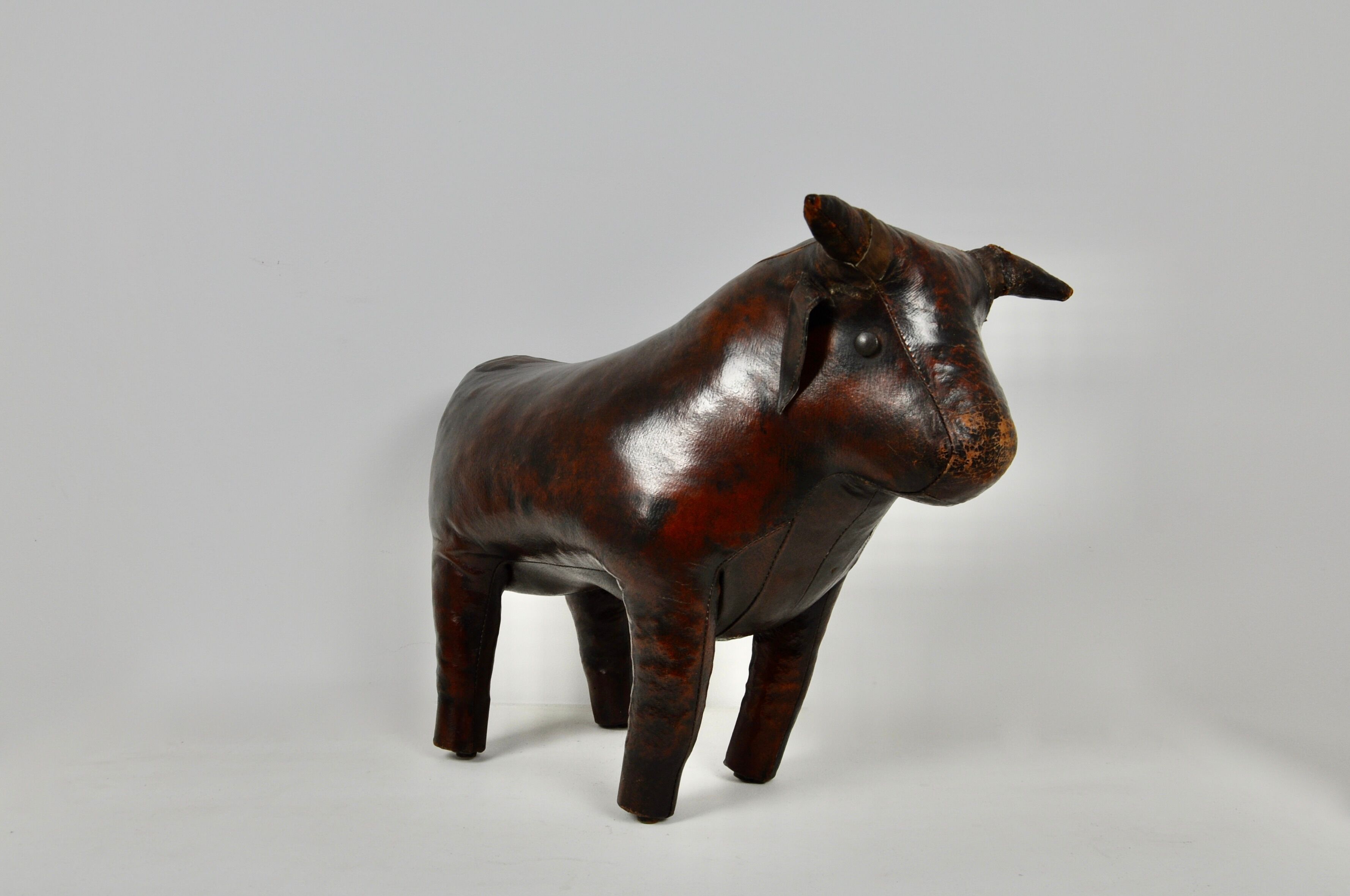 Leather bull stool by Dimitri Omersa, 1960s