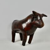 Leather bull stool by Dimitri Omersa, 1960s