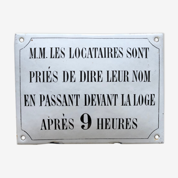 Plaque émaillée d’utilité