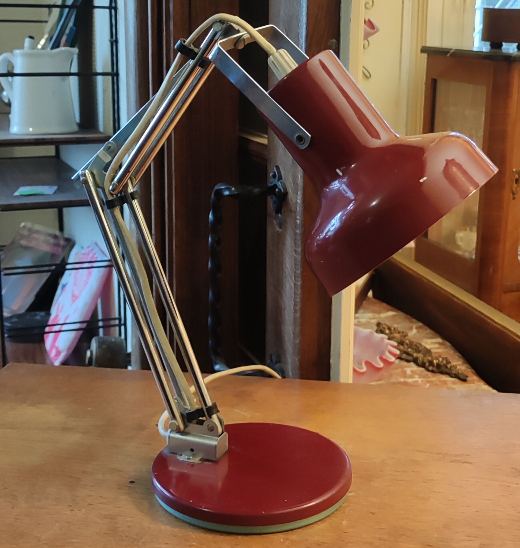 Vintage articulated table lamp red metal
