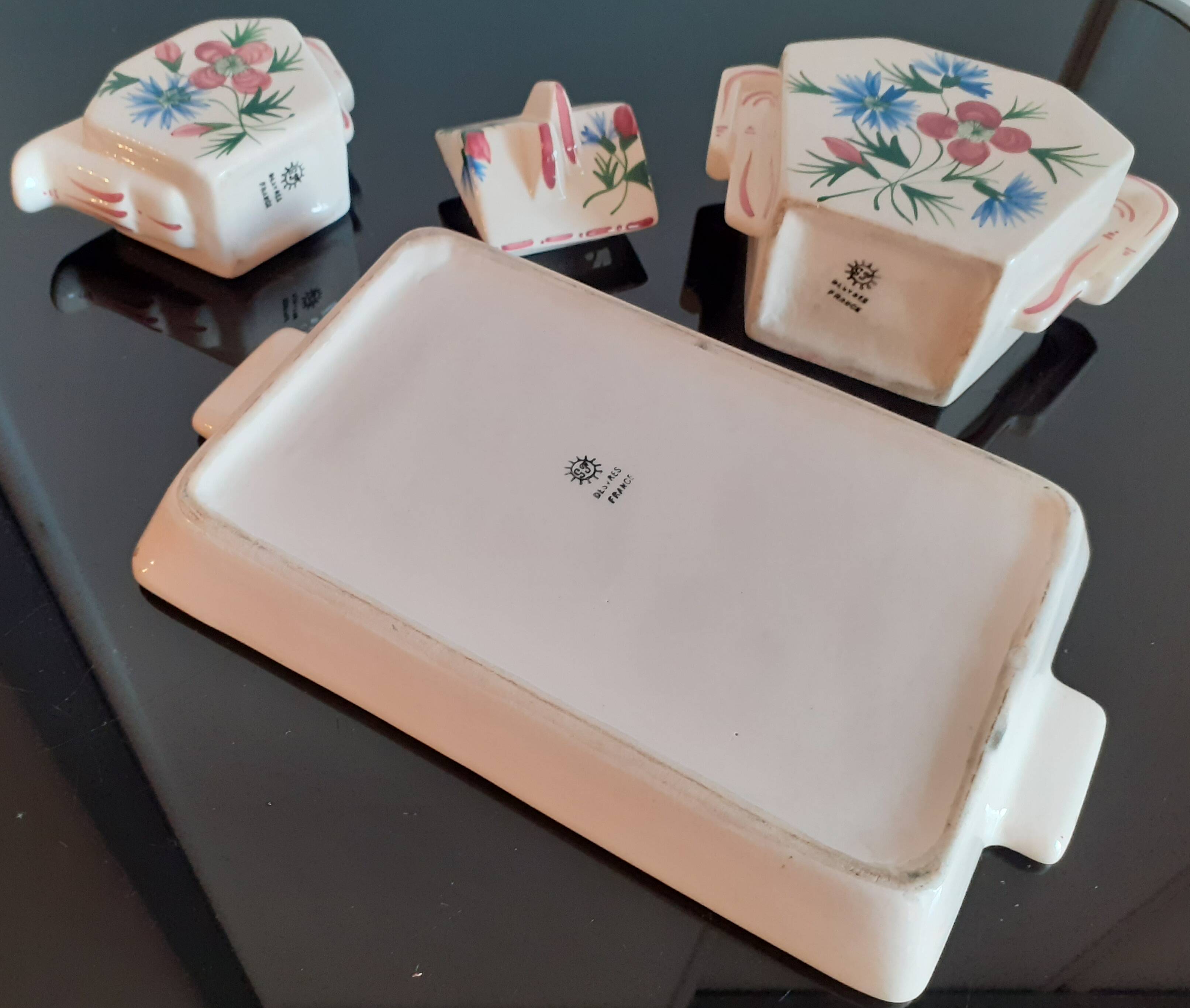 Gabriel FOURMAITRAUX (1886-1984) / 3-piece set / Sugar bowl, creamer and ceramic tray