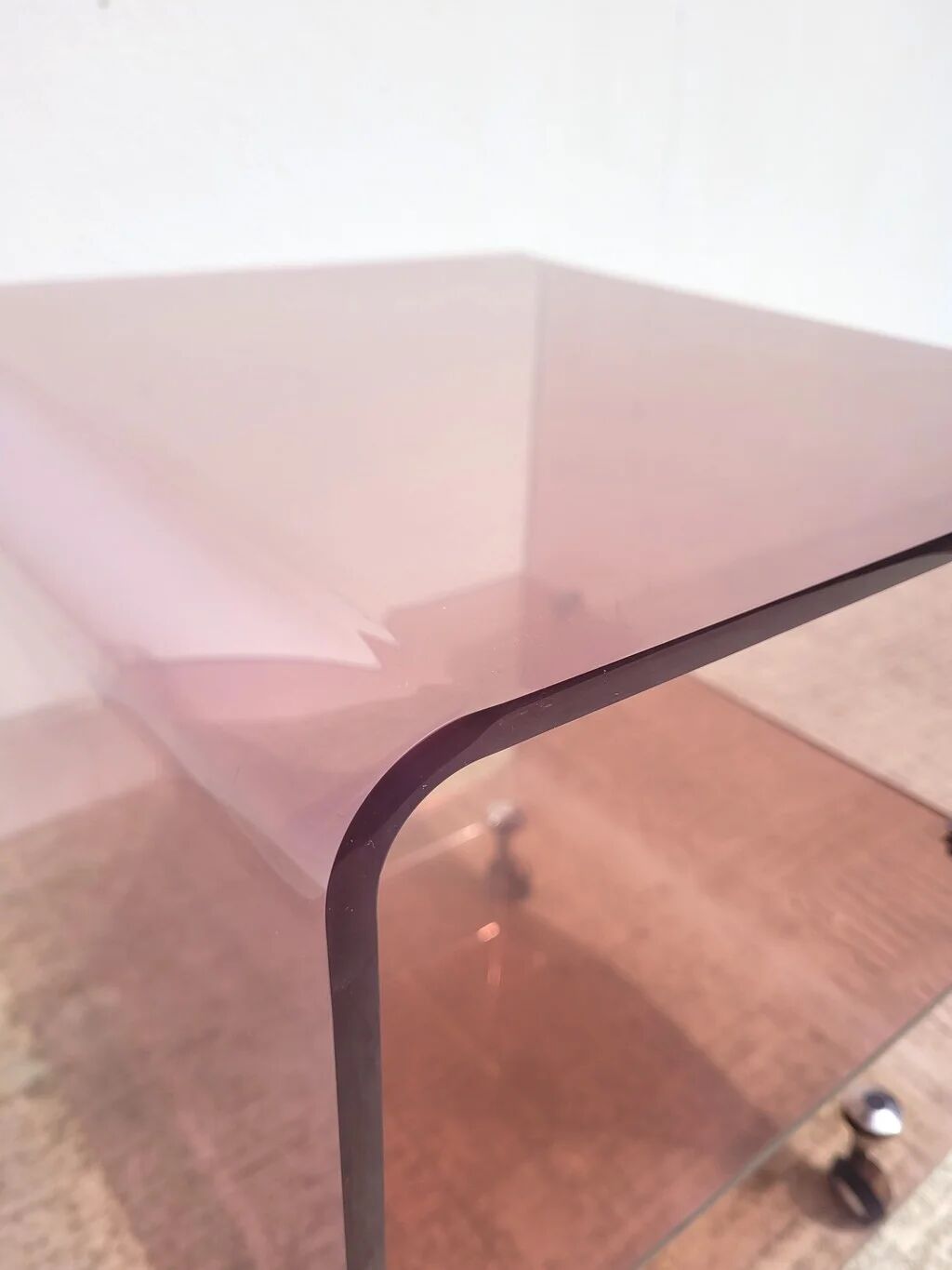 Vintage smoked plexiglass dessert trolley 70s by Michel Dumas