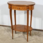 Small Marquetry Living Room Table, Louis XV / Louis XVI Transition style – 1920