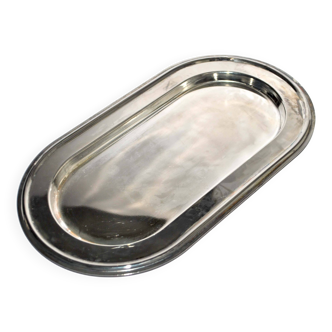 Vintage oval tray in silver metal 29x16cm