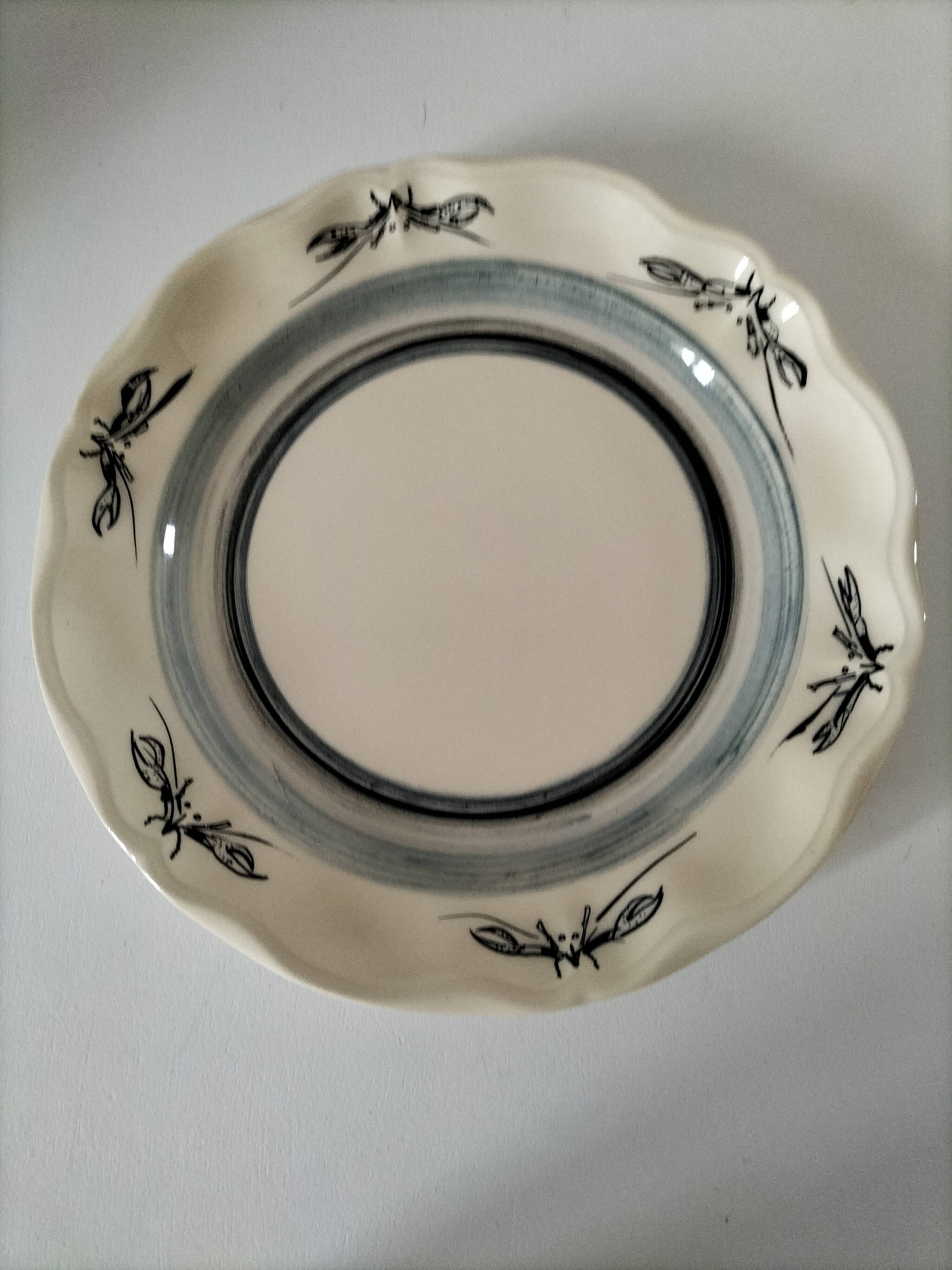Signed vintage plate – Stylized lobster design – A. Faure for JGP