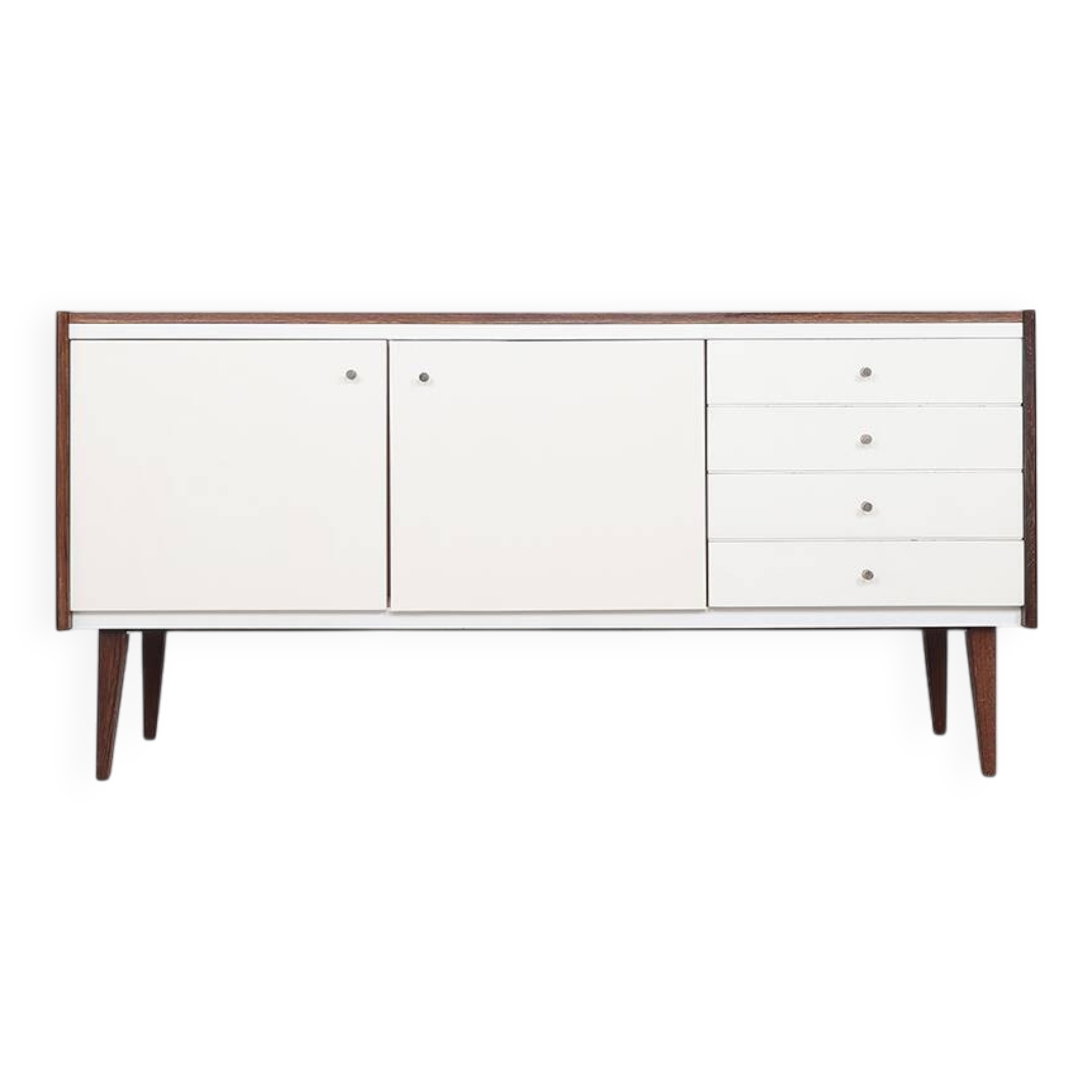 Buffet vintage en bois avec façades blanches, années 60