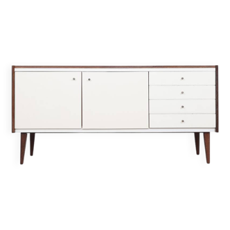 Vintage wooden sideboard with white fronts, 1960s