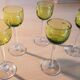 Set of 5 green and clear liqueur glasses