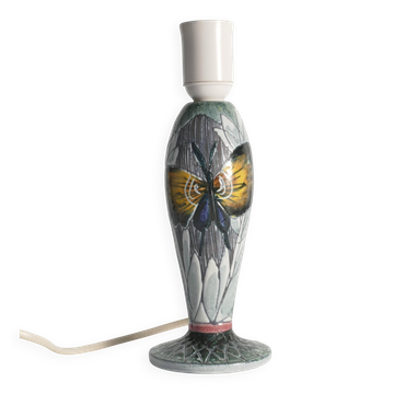 Lampe de table en céramique à motif de papillon moderne scandinave par Tilgmans, Suède 1960