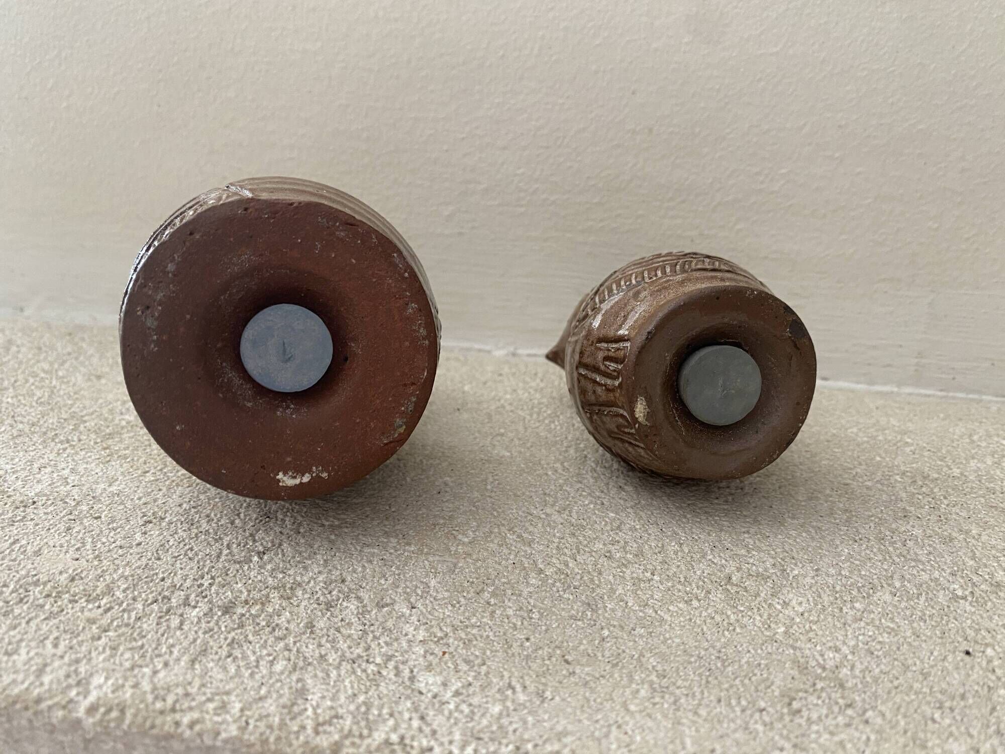 Stoneware owl salt and pepper shakers by Jeanne and Norbert Pierlot