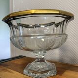 Cristalleries de Lorraine: large faceted bowl on crystal pedestal