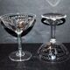 Set of 2 old champagne glasses engraved crystal wheel laurel garland 1900 H12cm