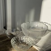 Petit saladier en verre vintage à motif de cubes