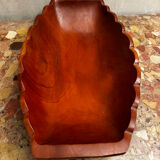 Vintage Red Carved Wooden Bowl / Pocket Dish - 41 / 25 / H 8 cm