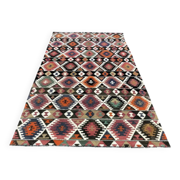 Oushak Vintage Geometric Kilim