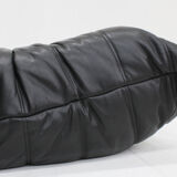 Vintage Togo Ligne Roset 2 seater sofa black leather by Michel Ducaroy 1990s