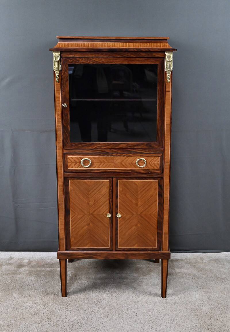 Rosewood and rosewood marquetry display cabinet, Louis XVI style – first part of the 20th century