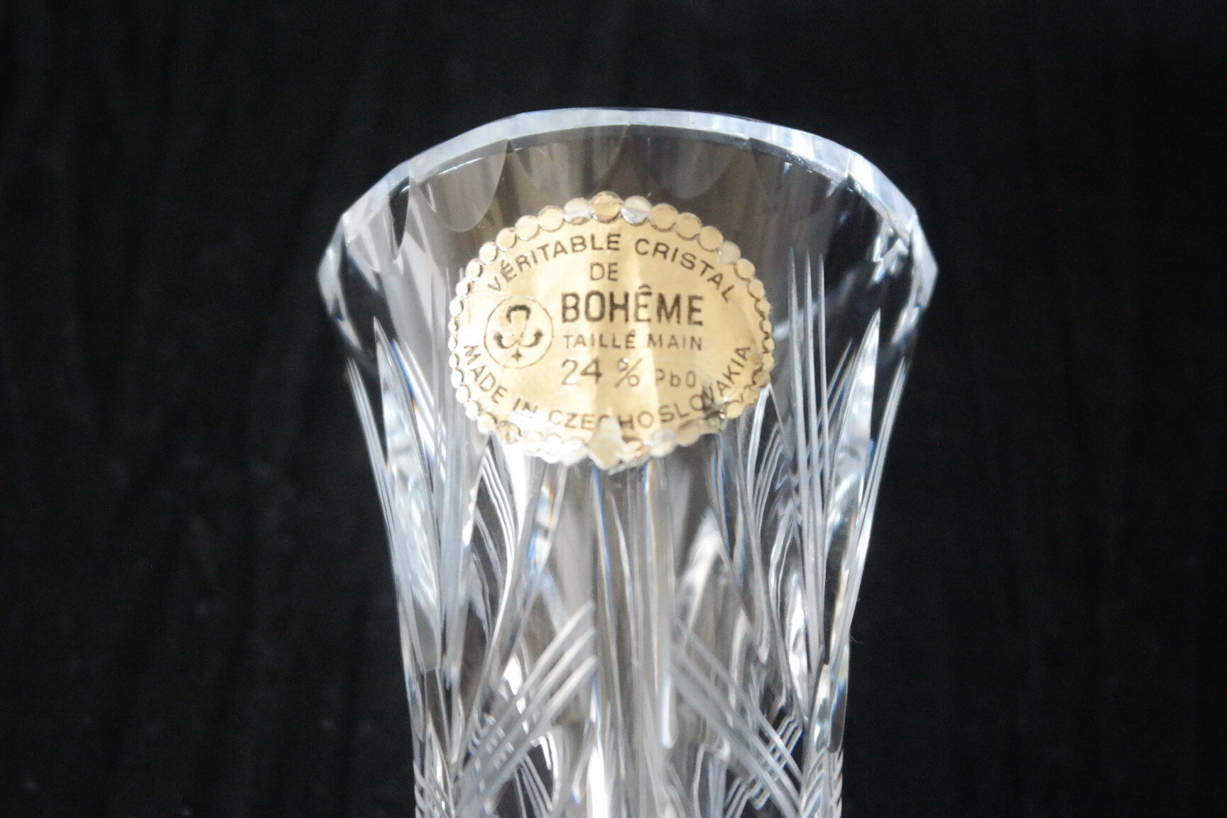 Bohemian crystal soliflore vase hand-cut