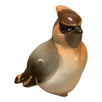 Porcelain waxwing bird figurine