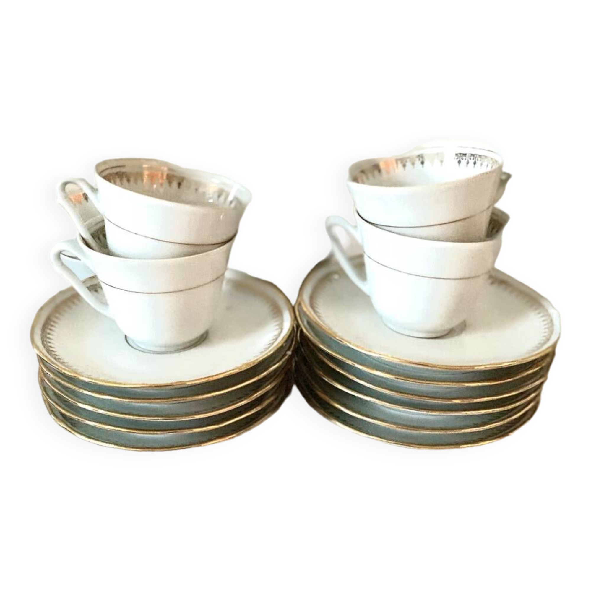 Coffee service cups in fine porcelain from Sologne France