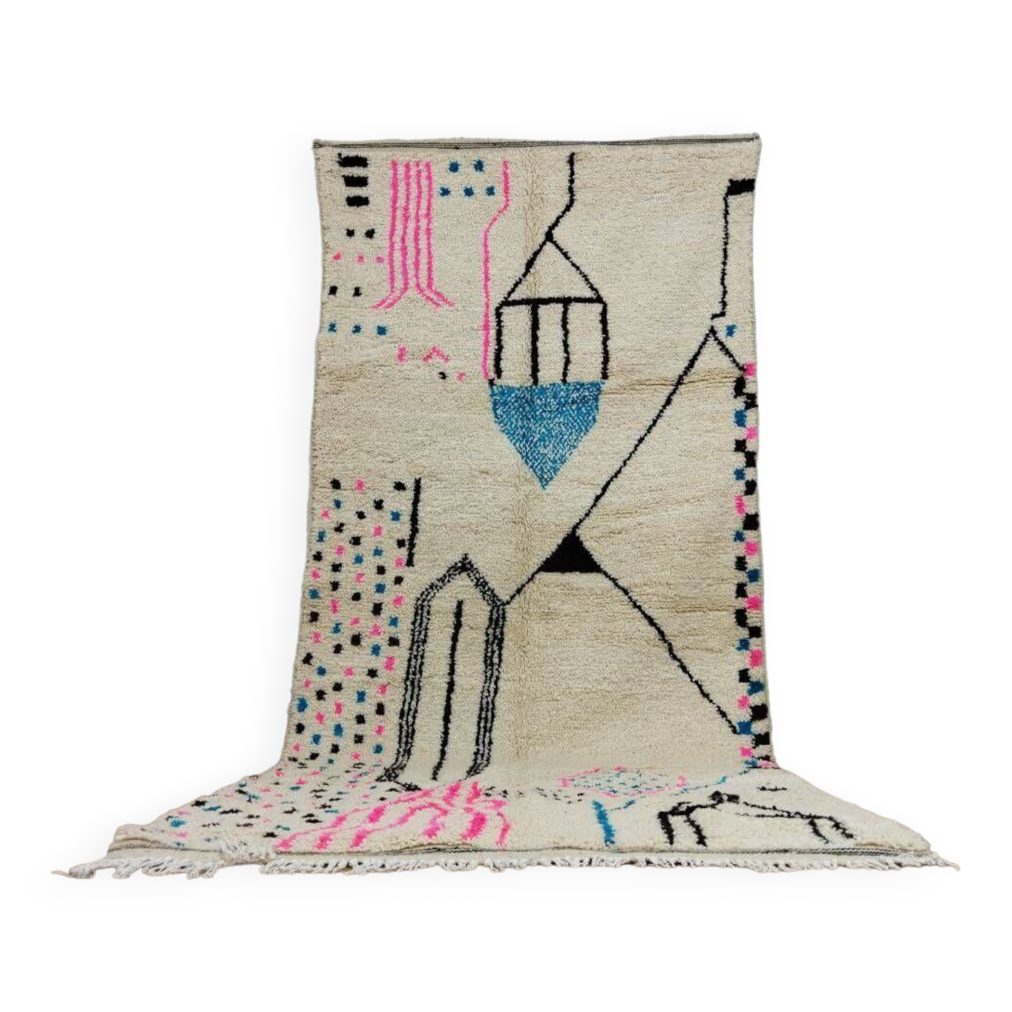 Handmade wool Berber rug 284 x 125 cm