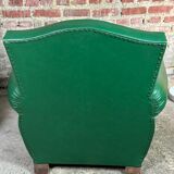 Armchairs (the pair) vintage 1950 in dark green skaï