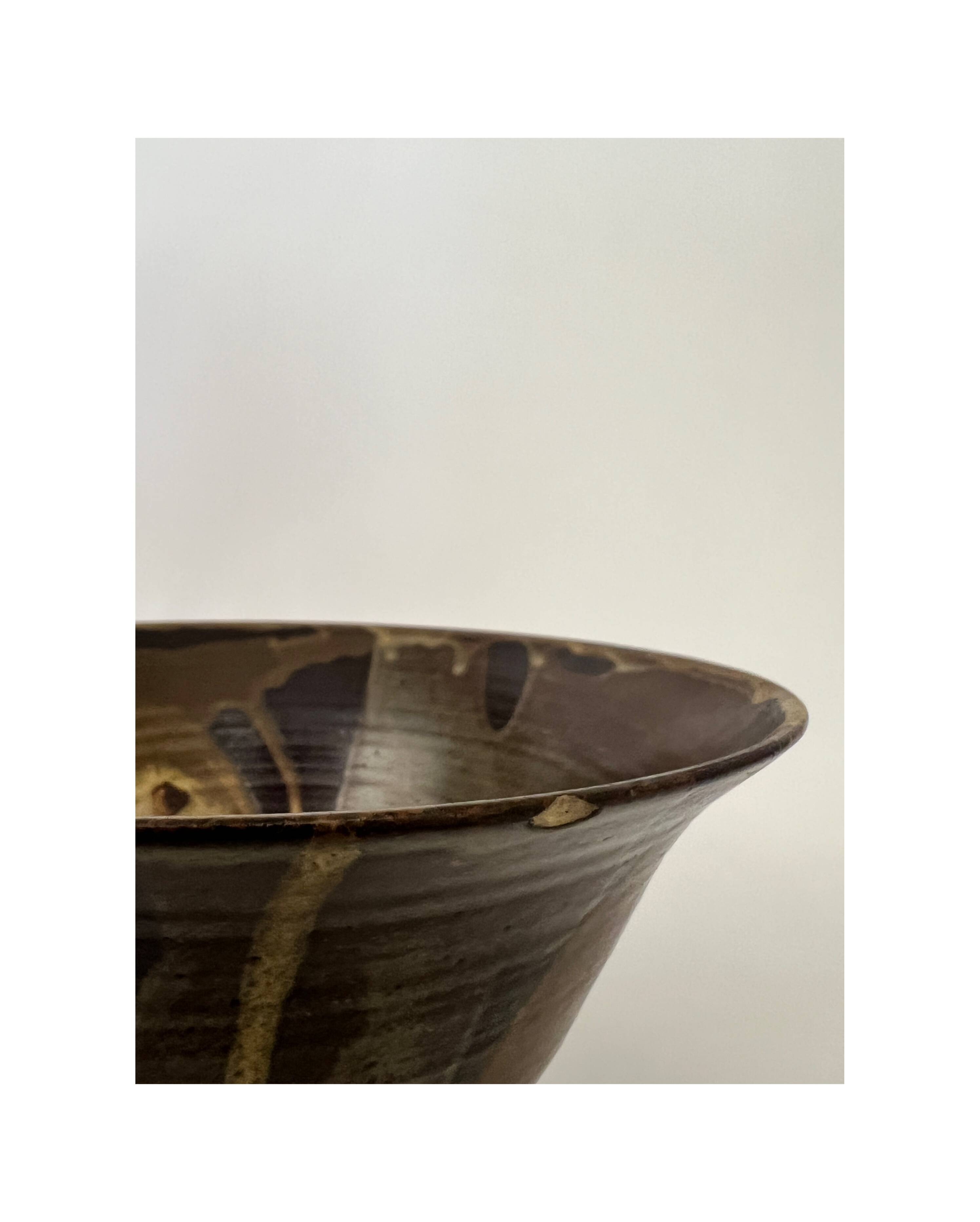 Japanese-style salad bowl / empty pocket, fine ceramic, handmade and signed