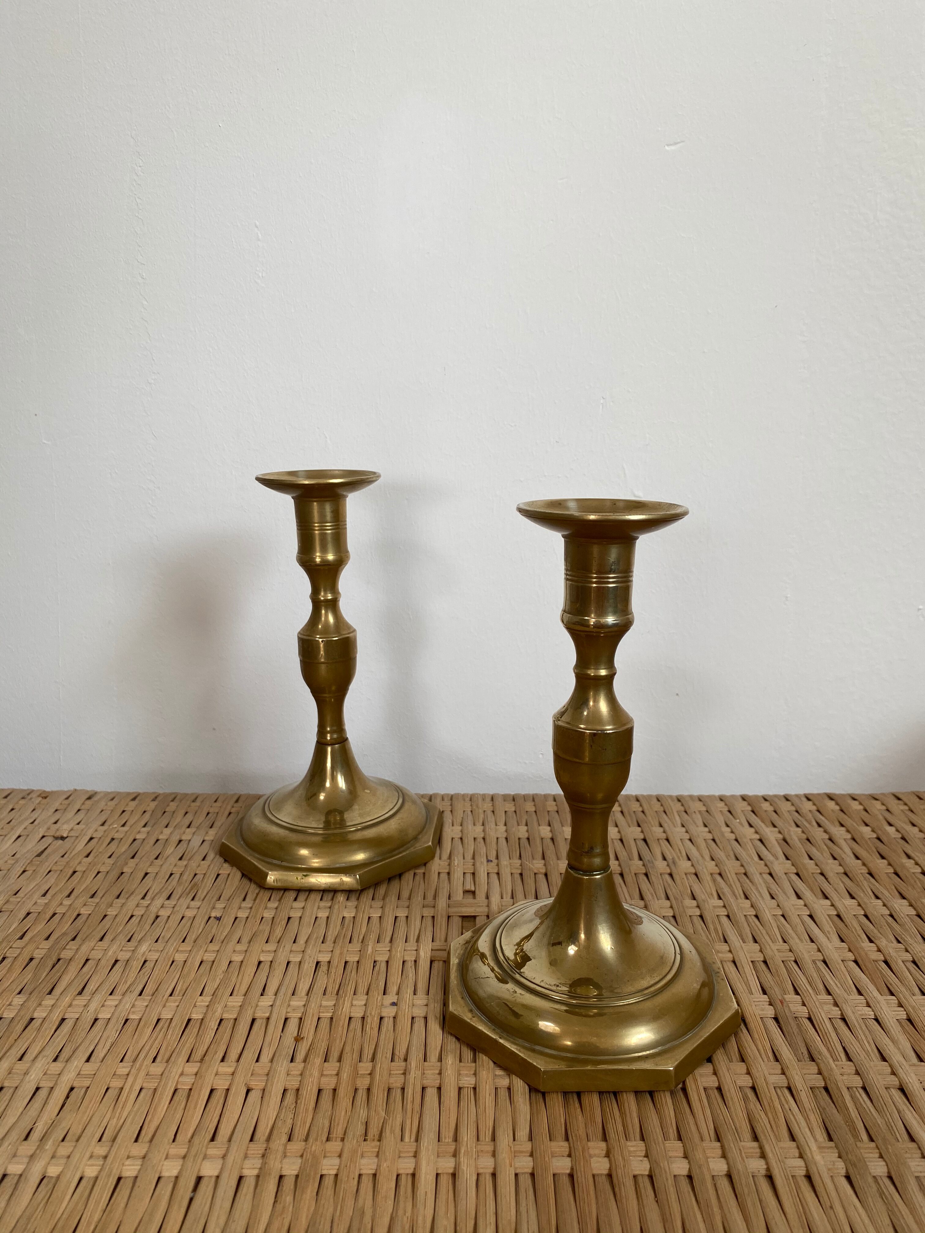 Set of 2 brass candlestick candle holders