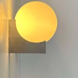 Pair of vintage wall lights, metal and opaline, France 1970