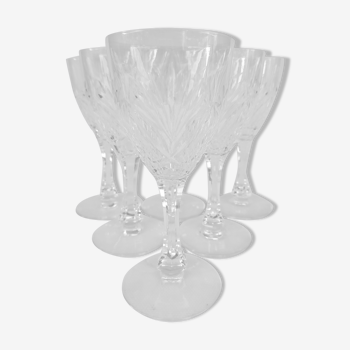 6 verres a vin en cristal de Saint Louis, modèle moselle, années 40