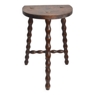 Beaded Wood Tripod Stool