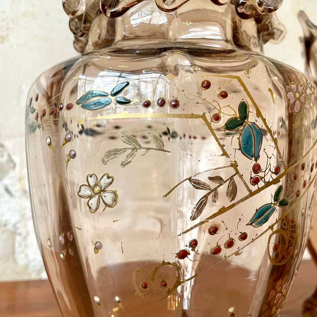 Pair of Art Nouveau crystal vases by Auguste Jean