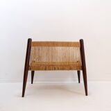 Pair of lounge chairs in woven jute rope and solid wood
