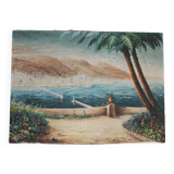 20th century oil on canvas by E.Dulau "View of the Côte d'Azur"