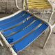 Vintage white metal and lacquered wood garden chairs from the 1970s — set of 3, multicoloured slats.
