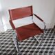 Vintage armchair in chrome and cognac leatherette