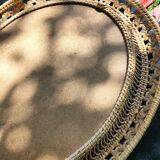 Miroir ovale en rotin